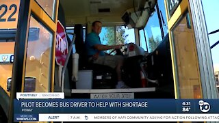 Pilot becomes bus driver to help with shortage