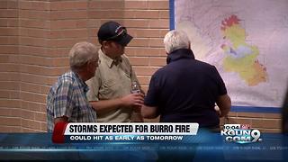 Storms are expected to hit over Burro Fire starting this weekend