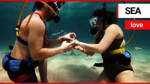 Man surprises his girlfriend by proposing 30ft deep in the Caribbean Sea