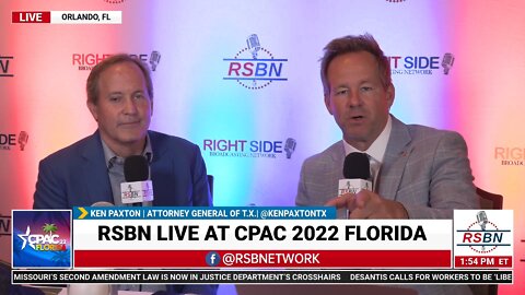 TX Attorney General Ken Paxton Full Interview with RSBN's own Brian Glenn at CPAC 2022 in Orlando
