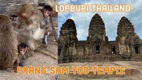 Prang Sam Yod - Lopburi Thailand - Khmer Style Temple with 2,000 Monkeys