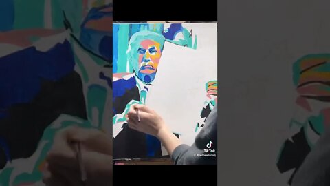 Let’s Go Brandon| FJB | pop Art Painting of Donald Trump holding a Let’s Go Brandon” sign.