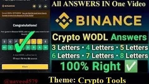 Today Binance Crypto WODL Answer | Today 22/10/23 Binance All WOTD Letter Answr | Theme Crypto Tools