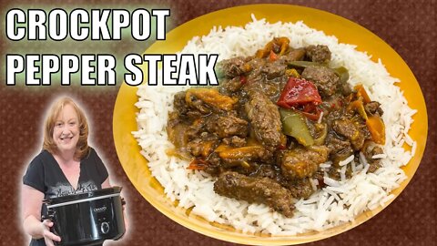 Crockpot PEPPER STEAK | Slow Cooker EASY CUBE STEAK Recipe