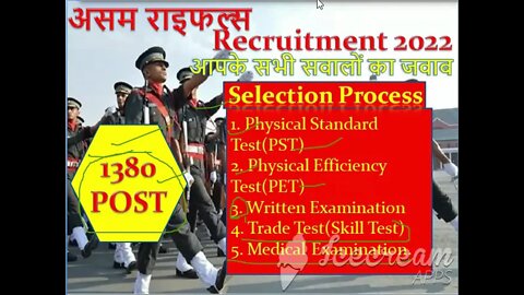 Assam Rifles Recruitment 2022 | Assam Rifles Vacancy |Assam Rifles Tradesman Recruitment Rally 2022