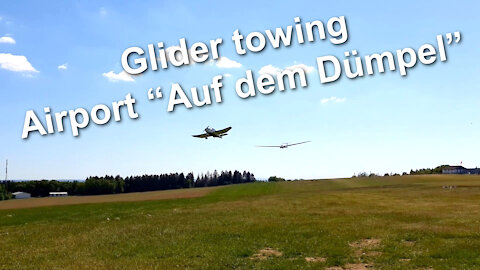 Glider towing by Robin DR400/R180 at airport “Auf dem Dümpel” (EDKF) in Germany