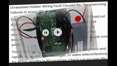 Unresolved Cause of U1 P1 P2 Acorn 180 Curved Stairlift Programming Error Codes