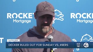 Lions tackle Taylor Decker ruled out vs. 49ers