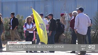 Protesters gather outside Maricopa County Elections Office