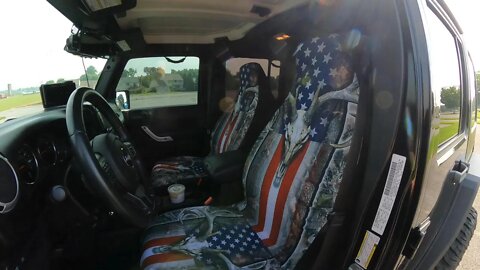 SEANATIVE 4 PCS Car Seat Covers Women Men Full Set American Flag Wood Deer Design Universal Fit