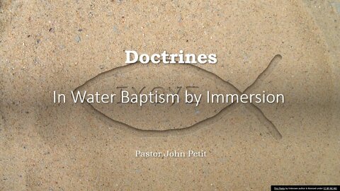 Doctrines Part 10 Water Baptism