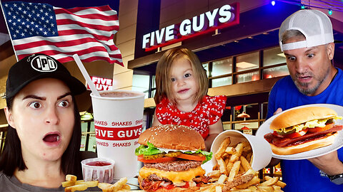 FIVE GUYS Burger & Fries *VIRGINS* Brits First Time Experience