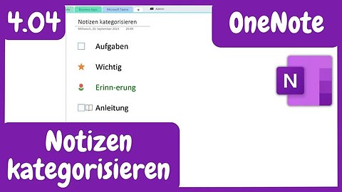 4.04 | Notizen kategorisieren | OneNote MasterClass