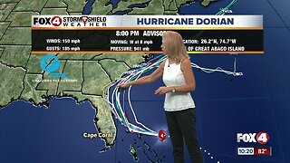 Hurricane Dorian continues west