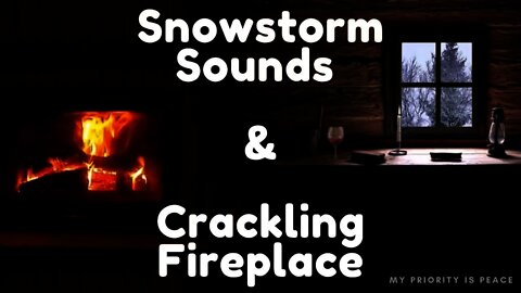 Snow Storm Sounds Outside & Warm Crackling Fireplace Inside | Sleep | Background | Relax | Study
