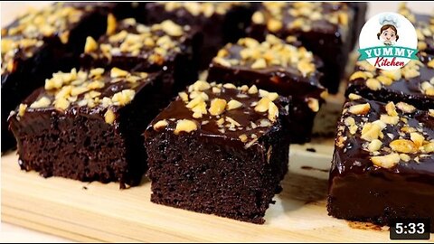 Fudgy chocolate brownies with rich chocolate ganache topping