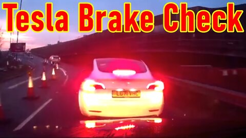 Tesla Brake Check — UNITED KINGDOM | Caught On Dashcam | Close Call | Footage Show