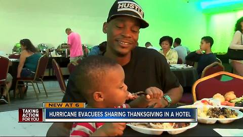 Hurricane victims living in hotel share Thanksgiving together