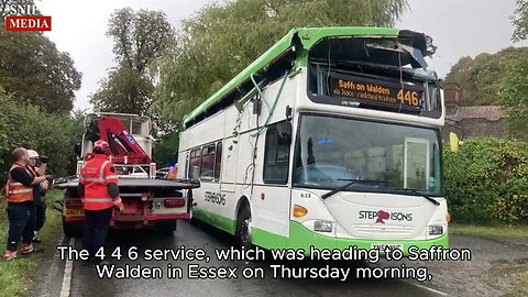 Two children taken to hospital after bus roof ripped off in crash in Clavering, Essex