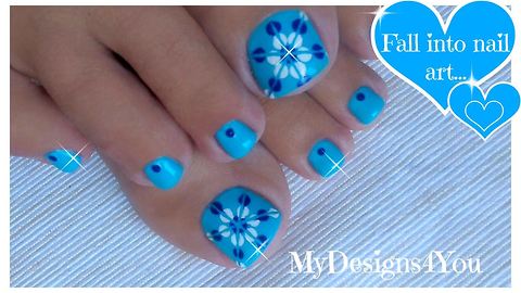 Easy floral toenail art using striping tape