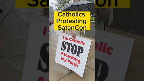 Catholics Protesting SatanCon outside. #shorts #catholic #satanism