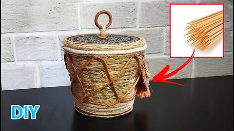 Lindo Pote Organizador feito com Vaso Descartaval e palito de Churrasco [Diy Artesanato]