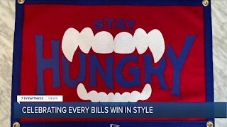 Victory banners celebrate Bills wins