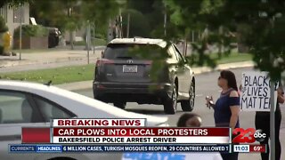 Report on driver speeding through protestors in downtown Bakersfield