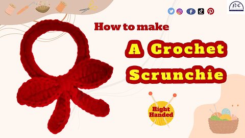 How to make a crochet scrunchie ( Right Handed ) with the pattern