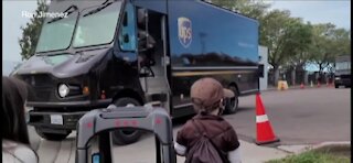 California boy gets favorite gift from UPS drivers