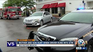 2 hurt when car hits ATM