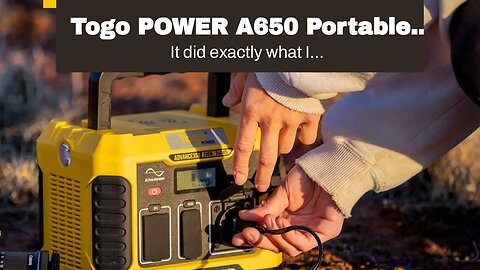 Togo POWER A650 Portable Power Station, 634Wh/500W Solar Generator with 2 AC Outlets, Regulated...