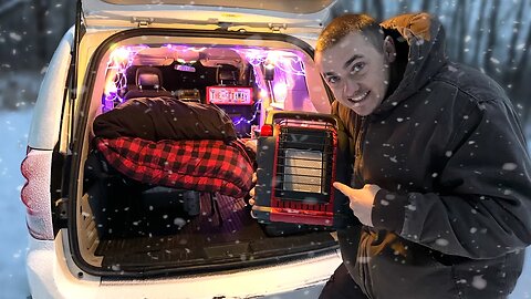 🥶 Solo Car Camping in the Freezing Forest! Winter Camping New Setup | Dodge Campervan