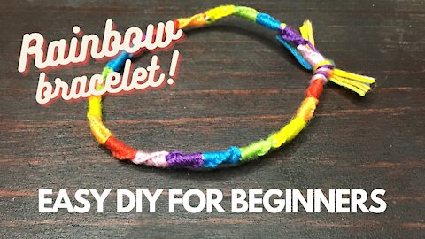 Easy DIY Rainbow Friendship Bracelet - Chinese Staircase Spiral Pattern