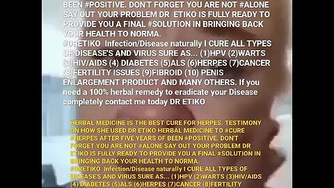 HERPES CURED TOTALLY WITH HERBAL MEDICINE IN GOD WE TRUST dretikoherb@gmail.com #+2348072229331