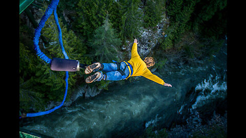 Extreme bungee jumping session off of insane cliff - Canyon Swing Chair Queenstown New Zealand Rumble / Stunts & Daredevils — This bungee jump has to be one of the most extreme cliff jump experiences in the world! Don't try this yourself - this