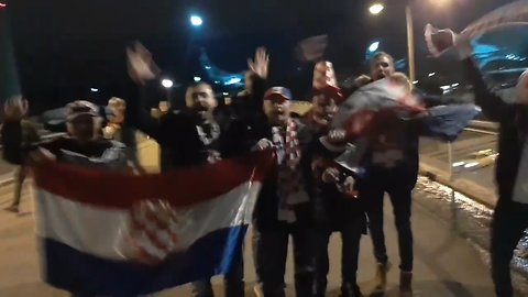 Hrvatski navijači slave pobjedu protiv Španjolske