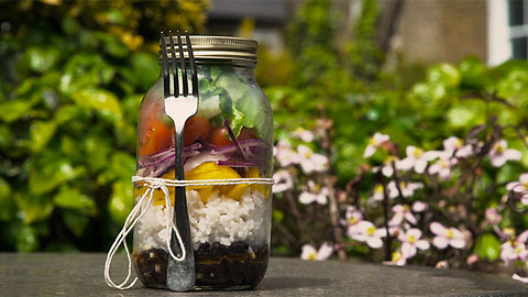 Rice and black bean jar salad