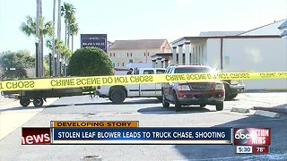 Stolen leaf blower leads to chase and shooting in New Port Richey