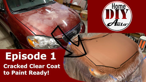 Episode 1 how to fix Toyota clear coat with Rustoleum paint job Getting the hood into primer