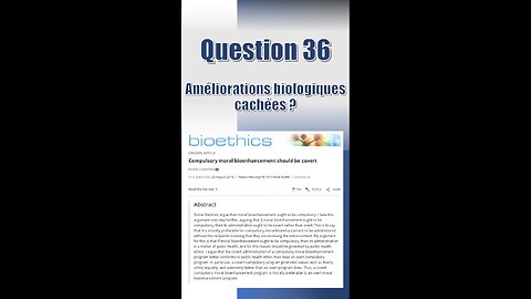 Question 36 : Des améliorations biologiques cachées ?