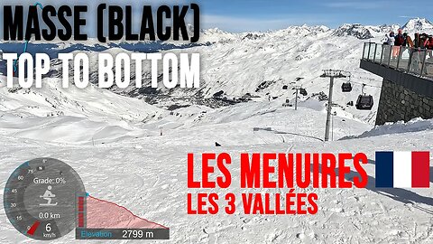 [4K] Skiing Les Menuires, Masse Black (Bumpy) Top to Bottom, Les3Vallées France, GoPro HERO11