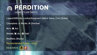 Destiny 2 Legend Lost Sector: Perdition 9-3-21