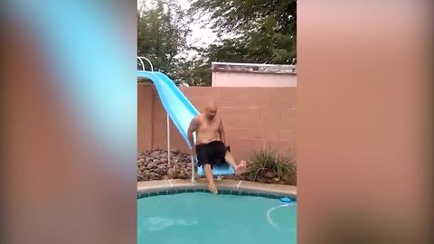 Tot Girl Beats Dad in Pool Jumps