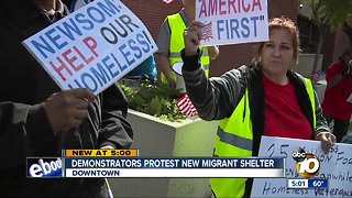 Homeless advocates protest new migrant shelter