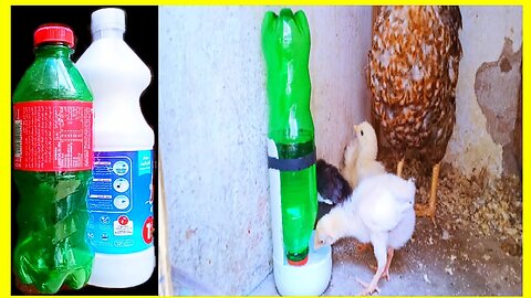 صنع سقاية ماء ،how to make automatic drinking water trough for chickens from discarded bottles