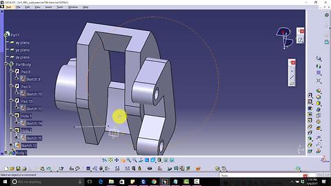 CATIA V5 Free Advance Course Design Brake Caliper|angular extrude,position sketch,close arc,flange|