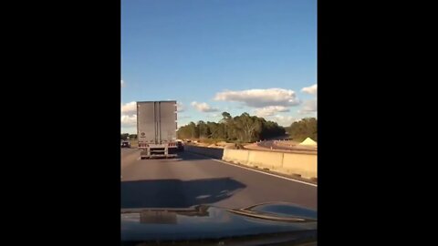 Stupid Car Driver Squashed By Semi Truck Merging #shorts