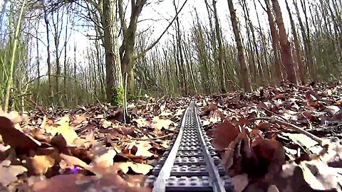 Lego train layout through the woods