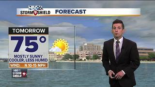 Cooler and quieter Sunday forecast